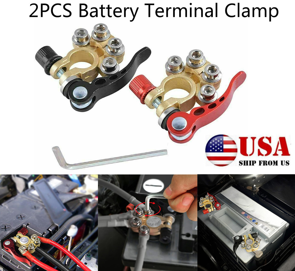 2x Quick Disconnect Cables Connectors Car Battery Post Clamp Terminal Connection