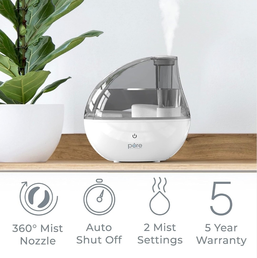 Pure Enrichment Mistaire Silver Ultrasonic Cool Mist Humidifier, 1.5L Tank