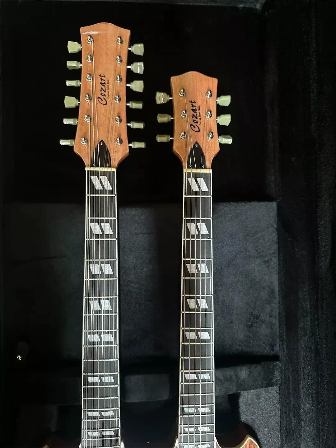 NEW ZEBRNO 12/6 SOLID DOUBLE NECK VINTAGE STYLE ELECTRIC GUITAR & HARD CASE