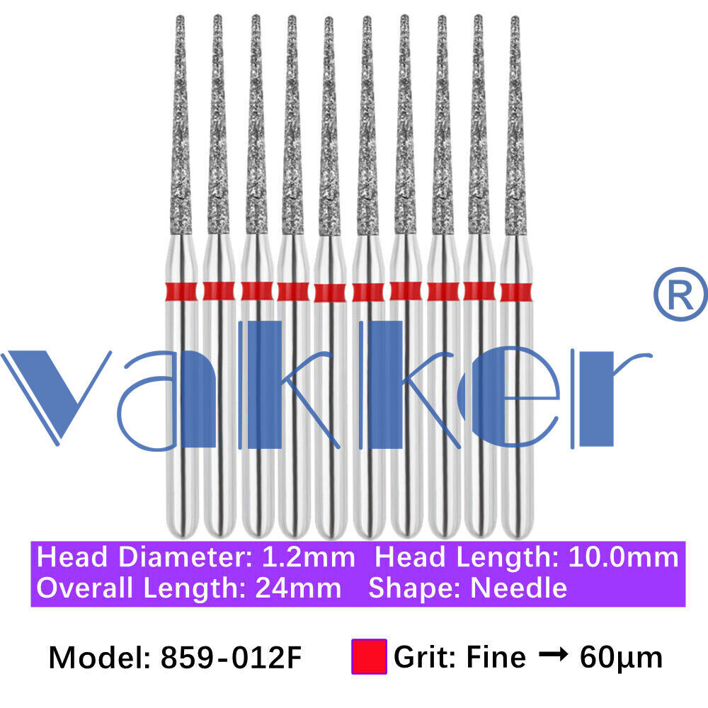 Vakker 10pc Dental Diamond Burs Medium Super Fine Friction Grip