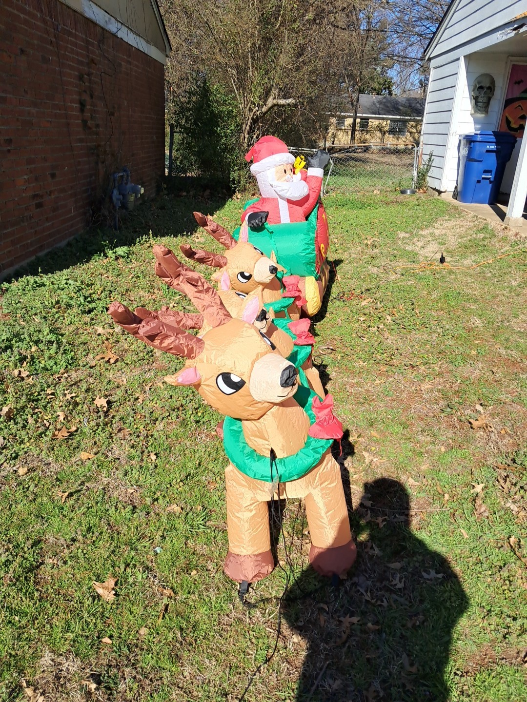 11 Ft Long Christmas LED Inflatable Santa Sleigh Reindeer Yard Lawn Decoration