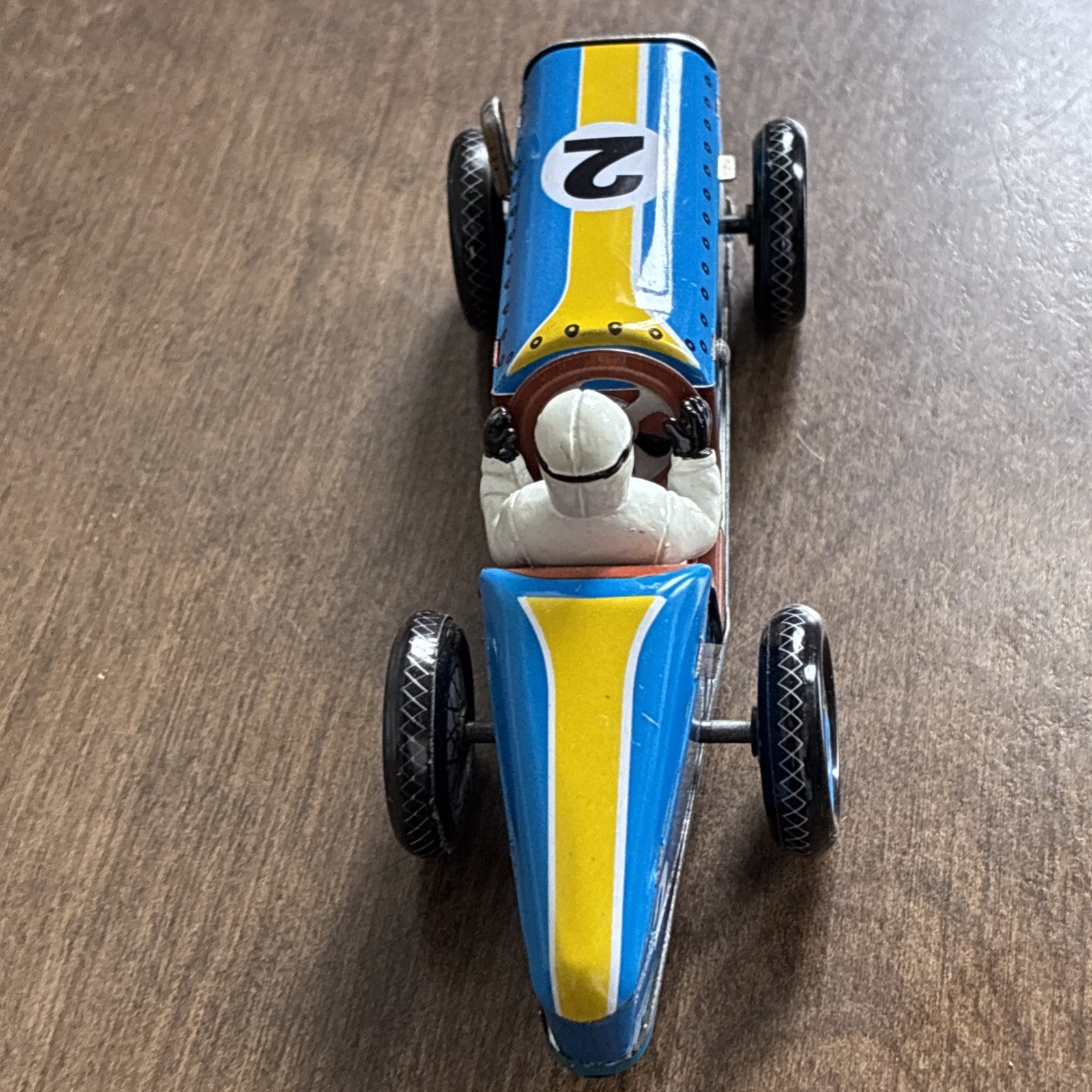 Schylling Speedway Racer Classic Wind-Up Tin Car Driver #2 Blue No BOX Or Key