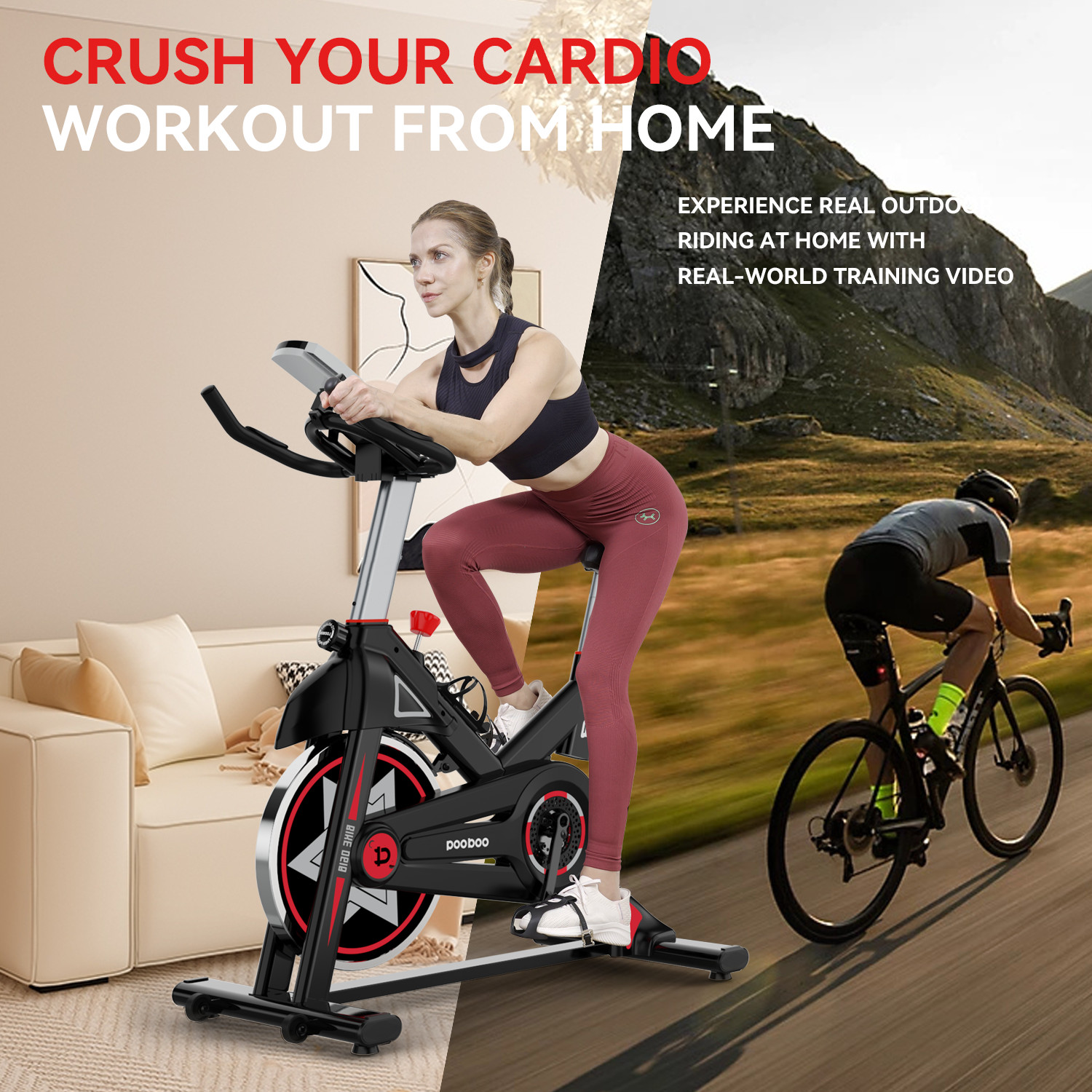 Fitness Exercise Bike Indoor Cycling Stationary Bike Home Cardio Workout Bike