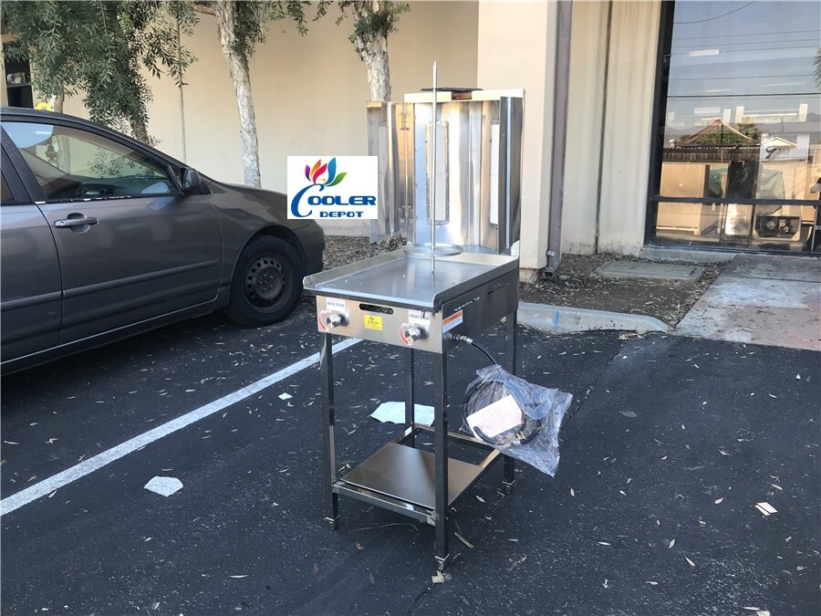 NEW Trompo Tacos Al Pastor Stainless Steel Shawarma Griddle Cooker Propane 2B