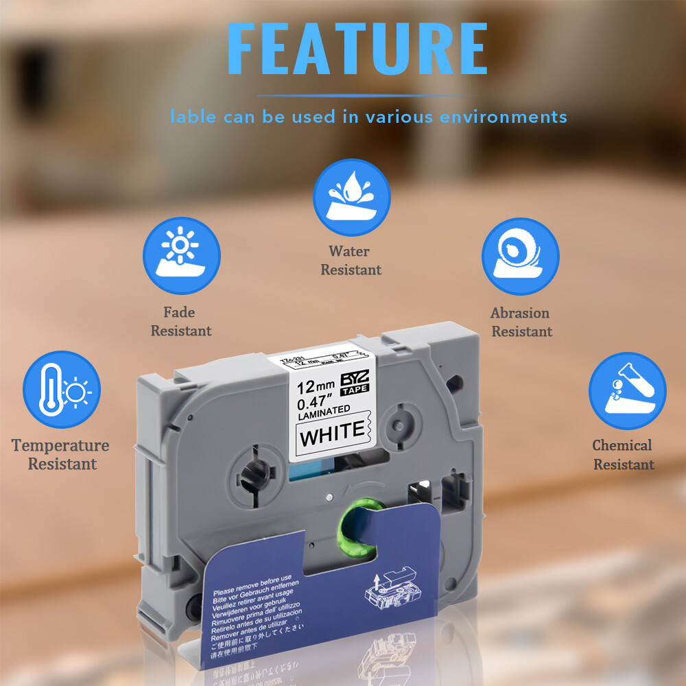 5 PK For Brother P-Touch TZe-231 TZ-231 12mm White Standard Laminated Tape