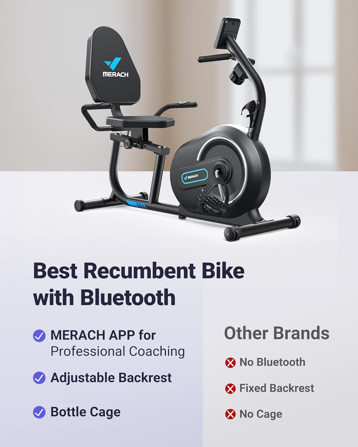 MERACH S08 Recumbent Exercise Bike Workout Machine Full Body Fitness Bluetooth