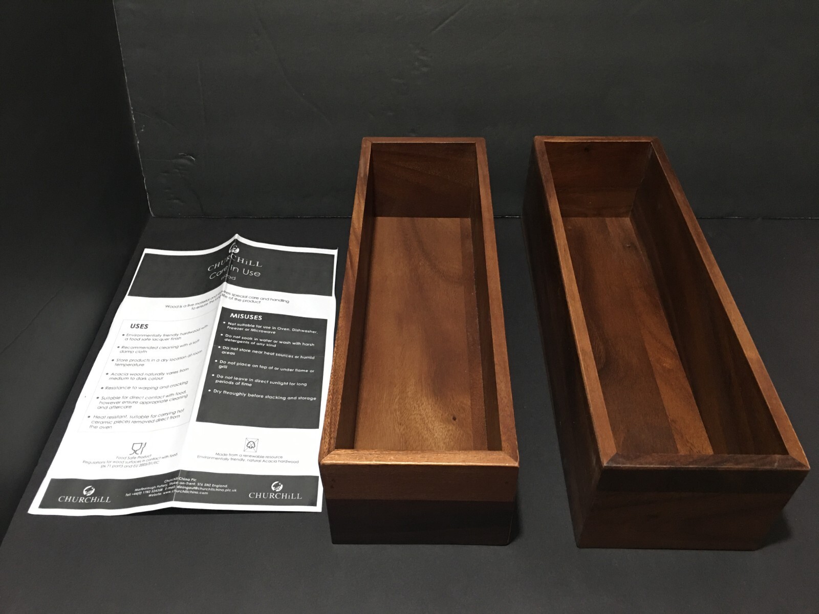 2 Churchill Wooden Rectangular Alchemy® Buffet Wood Risers - 15"L x 4 3/4"W x 4"