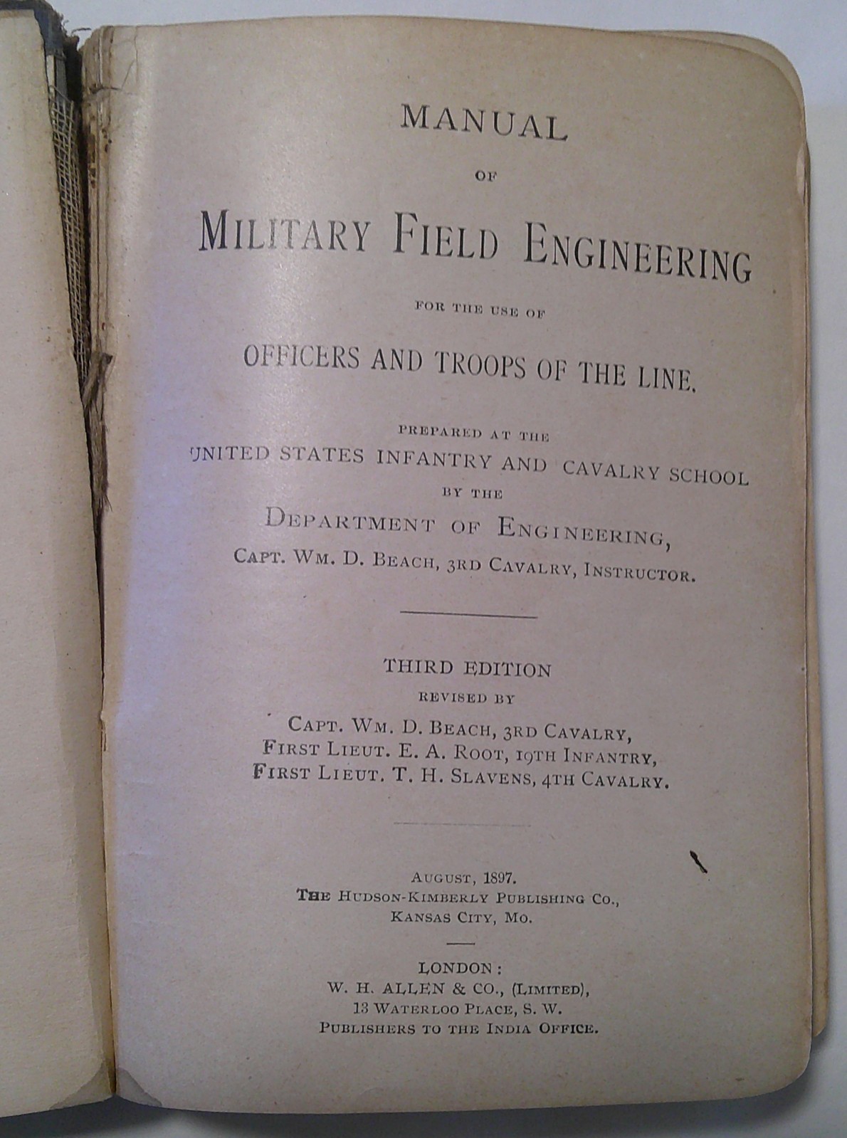 1897 MILITARY FIELD ENGINEERING United States Infantry ANTIQUE Book 3rd Ed.