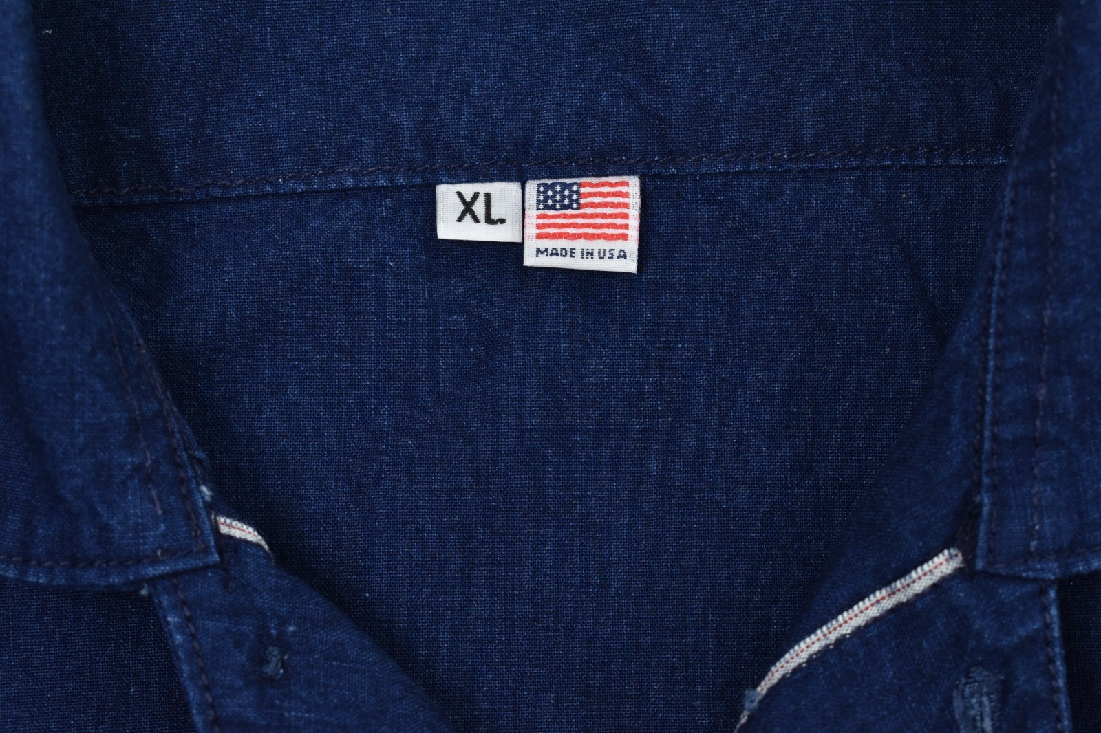 Grease Point Selvedge Indigo Chambray Shirt XL Cotton USA