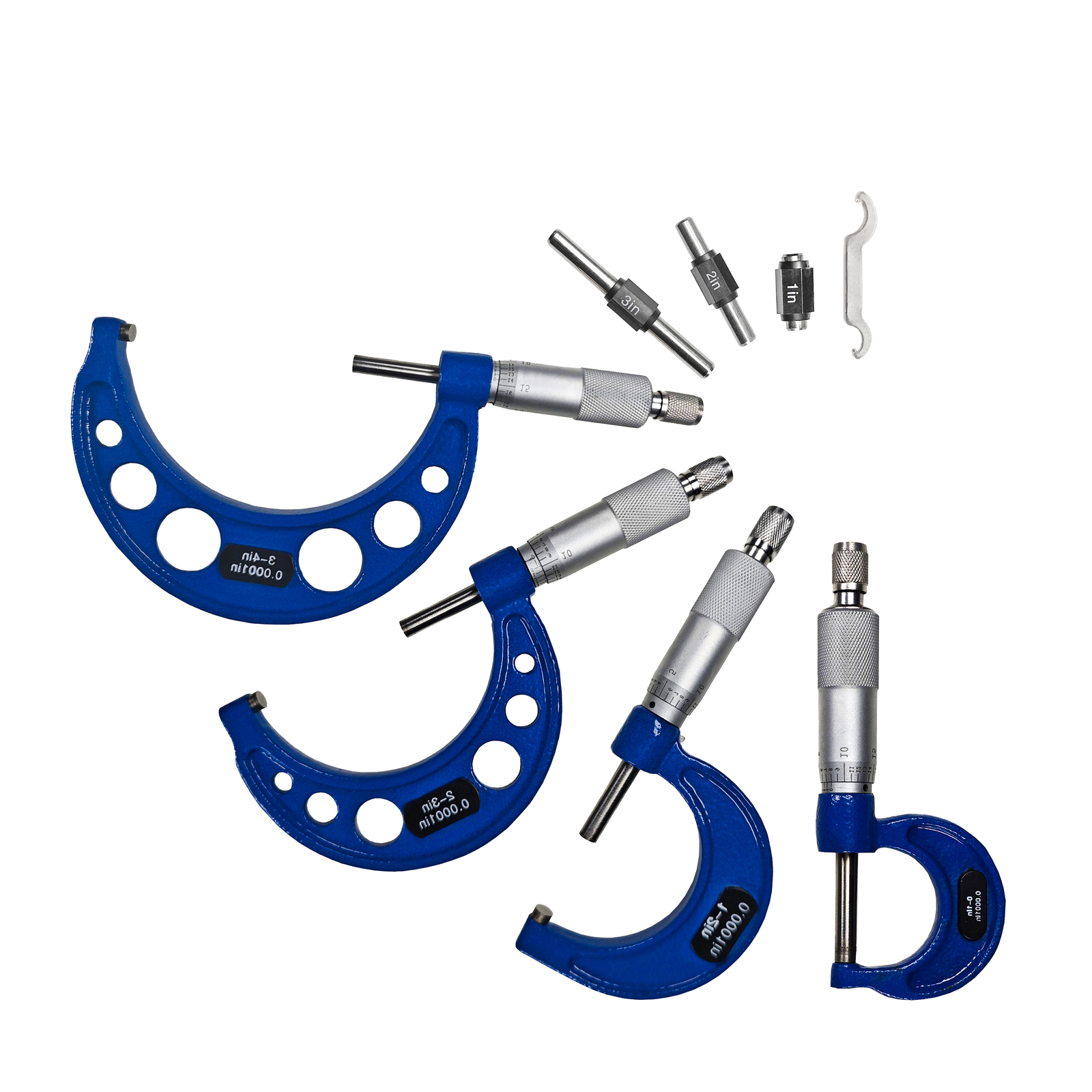 HFS 0-4"x0.0001"4pc Premium Outside Micrometer Set Solid Metal Frame Carbide Tip
