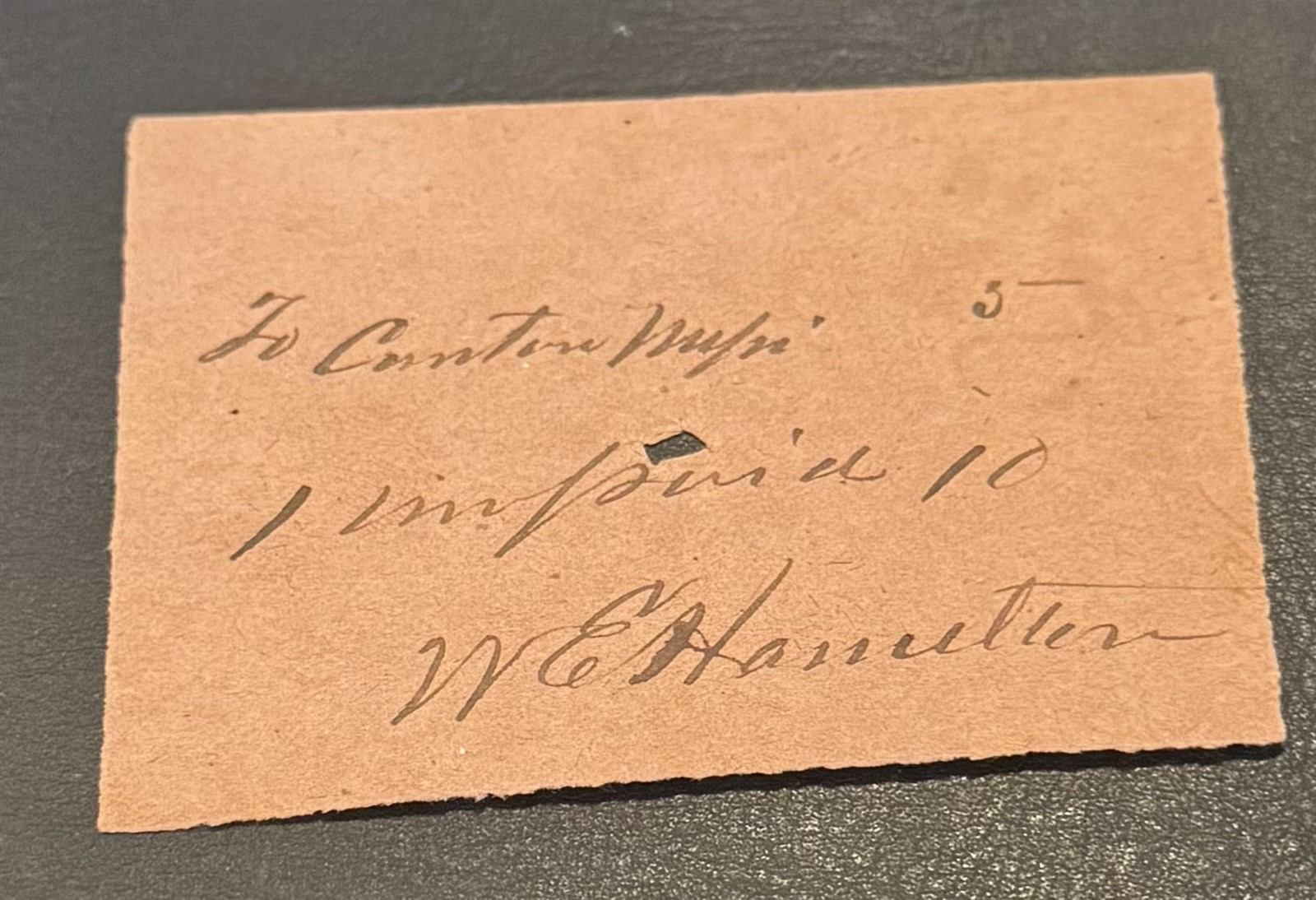 Confederate Manuscript Postal Slip Canton MS W.E. Hamilton Signed CSA ZAYIX