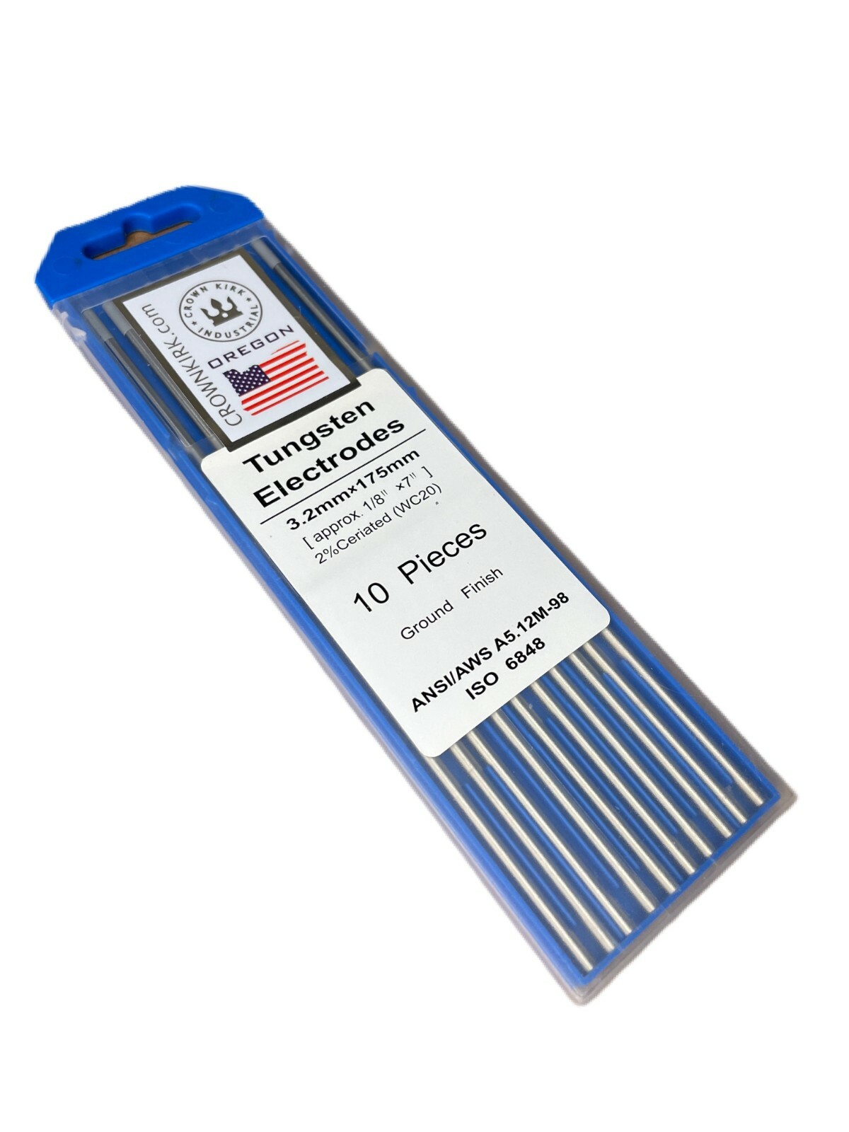 TIG Welding Tungsten Rod Electrodes 2% Ceriated (Grey, WC20) 10 Pack
