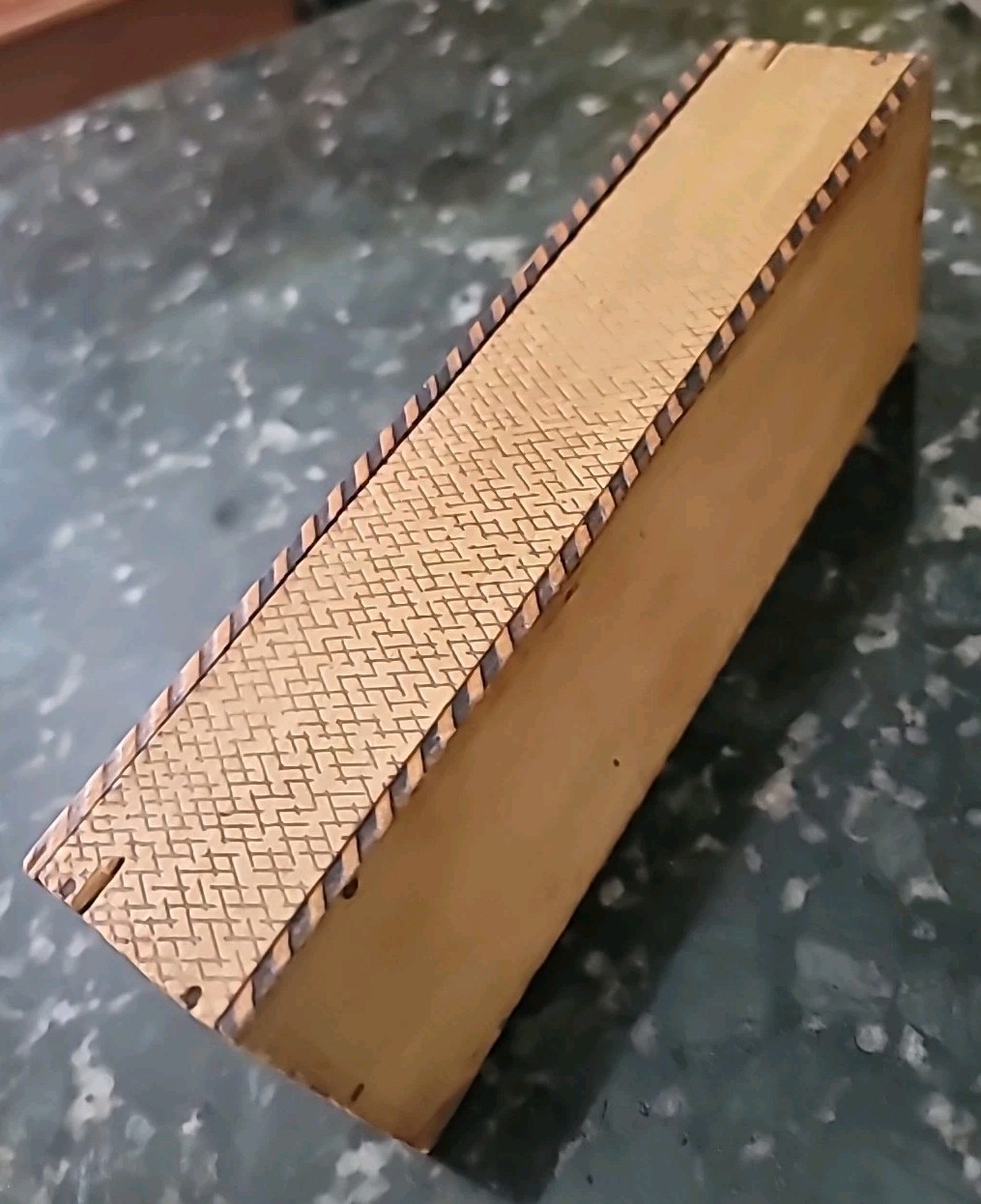 Antique Pyography Box Wood Valentine Painted Hearts Cupid Lady UNIQUE 10×3 1/2×2