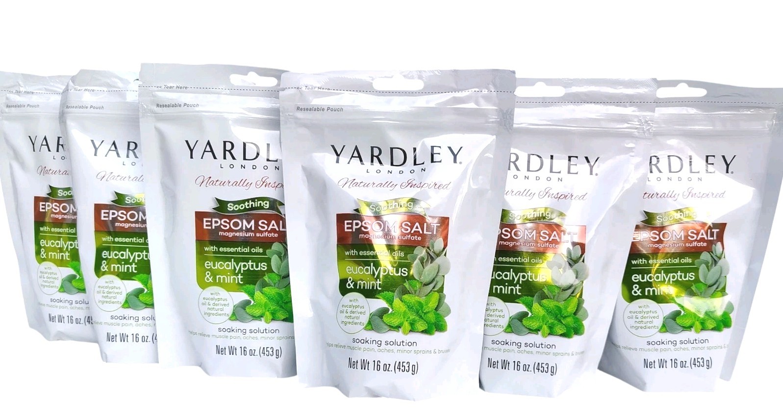 Yardley London Eucalyptus & Mint Epsom Salt Soaking Solution 6 Pounds 1lb Each