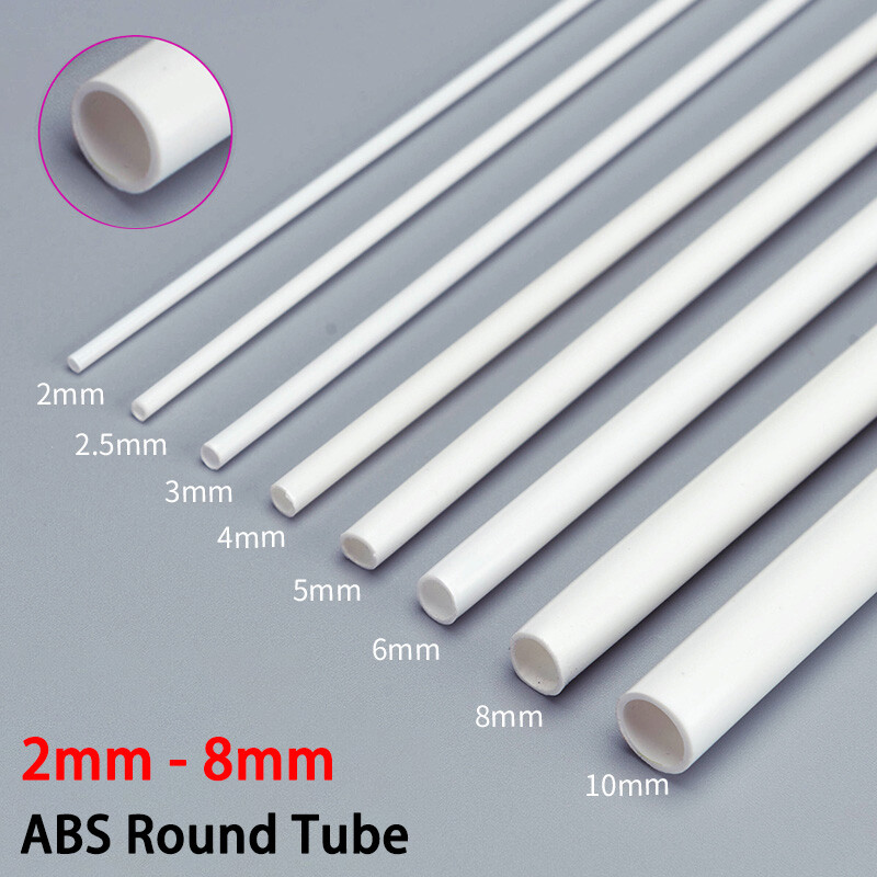 250mm ABS Round Hollow Tube 2mm-8mm Styrene Plastic Pipe DIY Model Crafts White