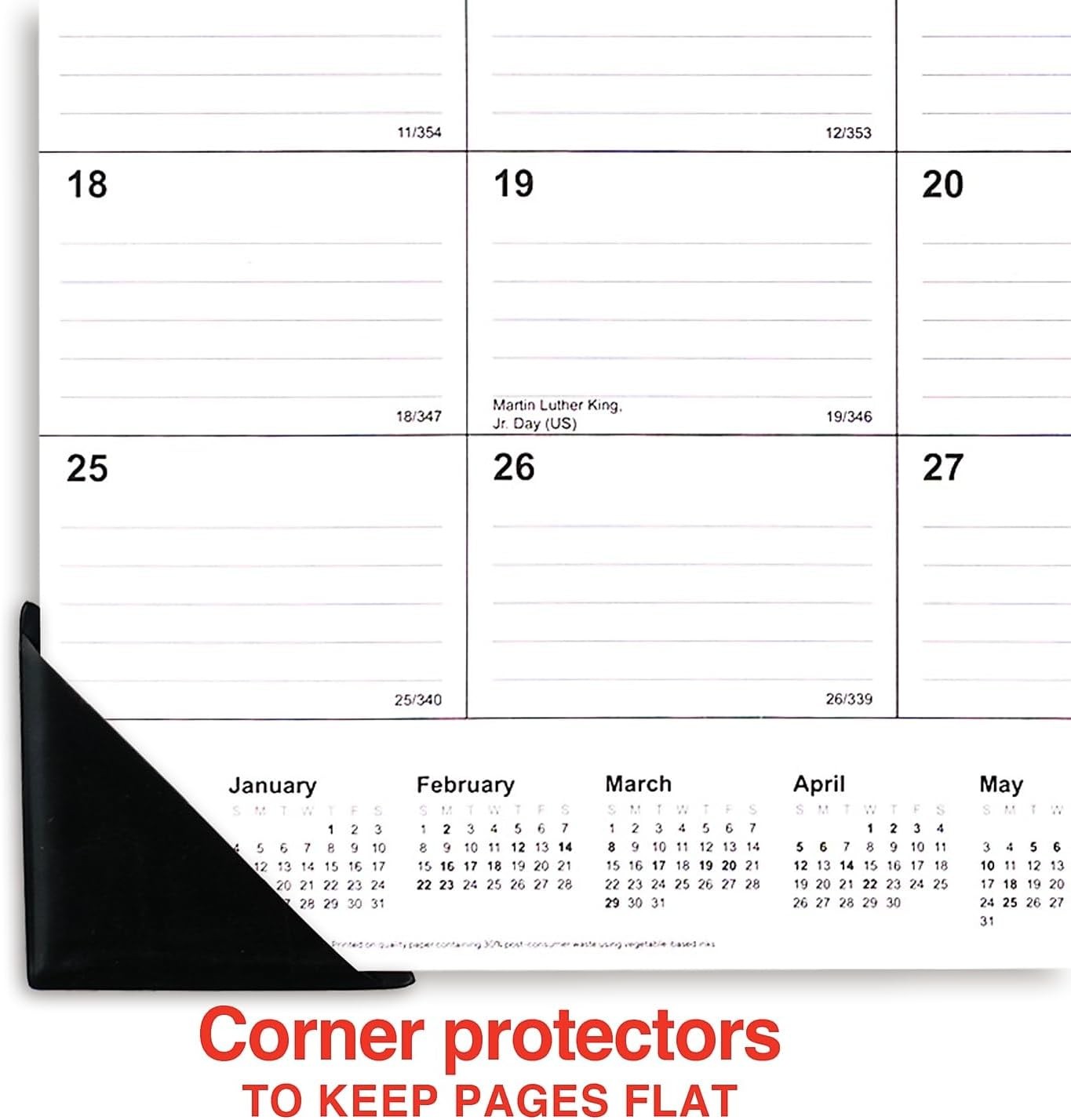 2026 Monthly Desk Pad Calendar 21.75"x17" Large Planner White/Black ST12951-26