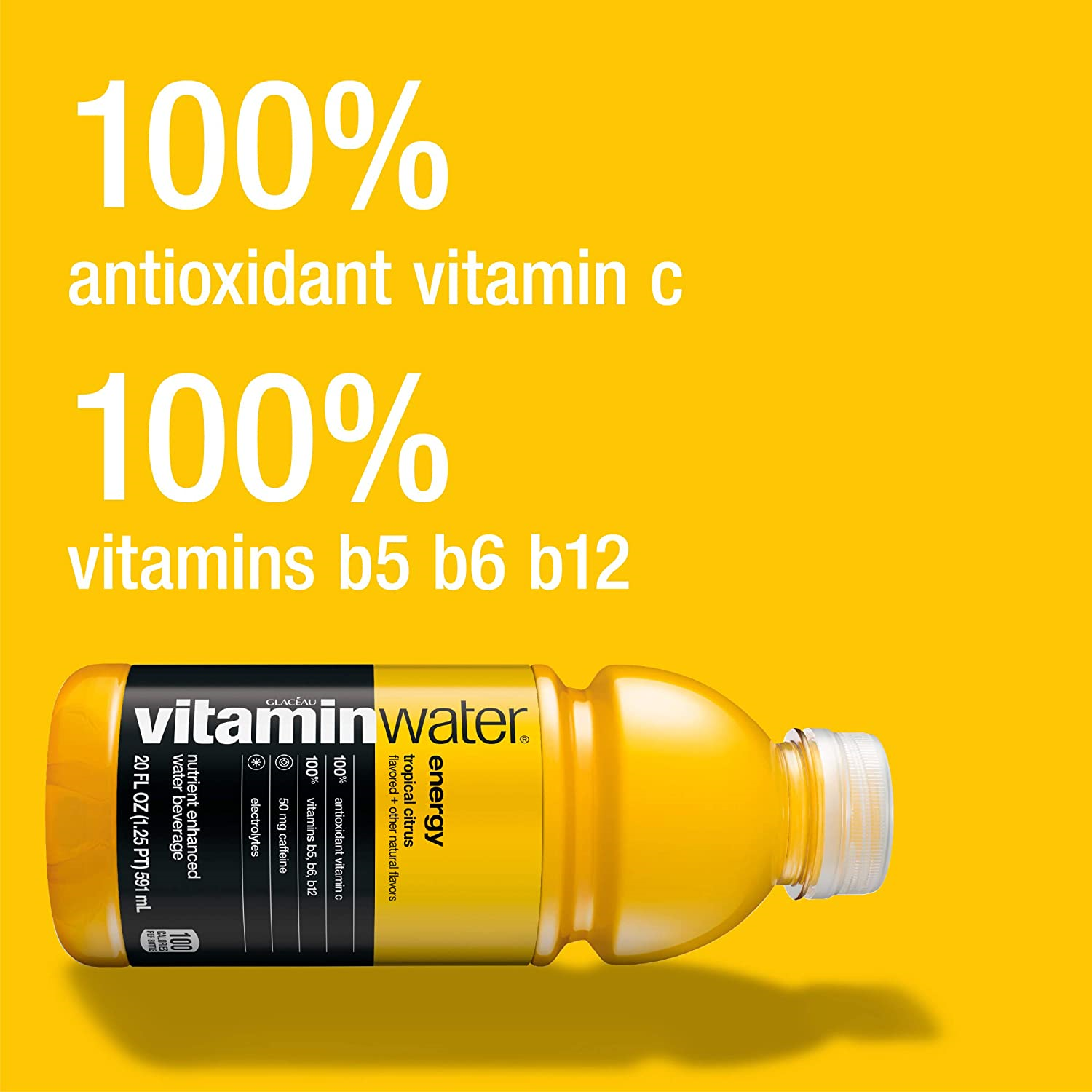 vitaminwater energy, tropical citrus flavored, electrolyte enhanced bottled with