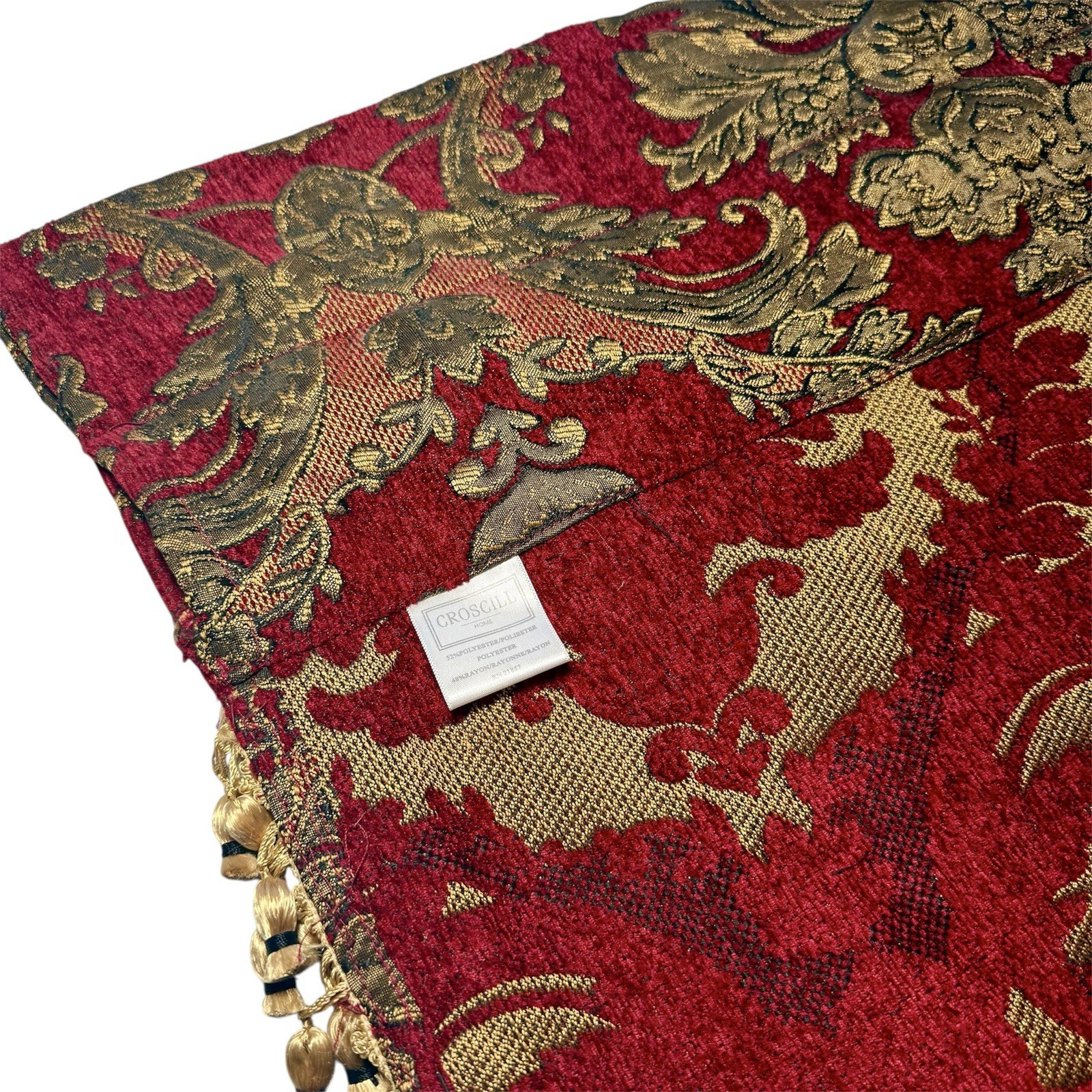 CROSCILL Imperial Empress CURTAIN Valance Brocade Red Gold Tassels Tapestry EUC