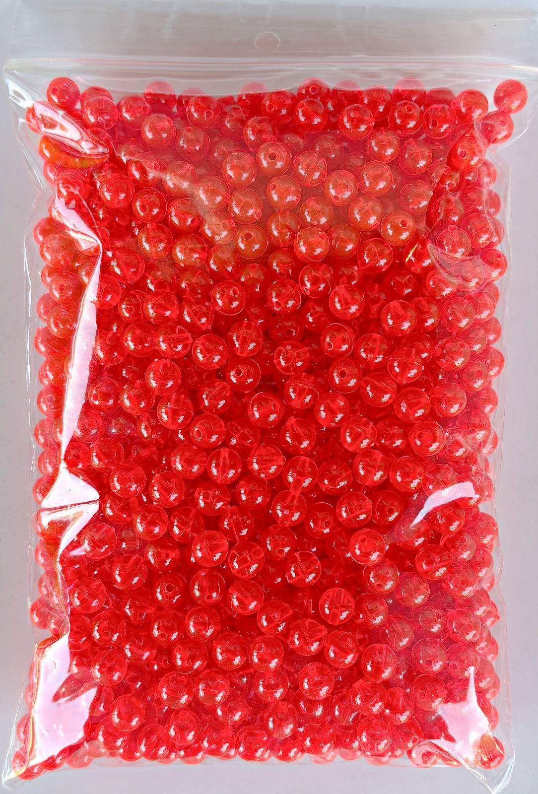 Pkg of 1000 each Flame Red UV  8mm Plastic Round Beads