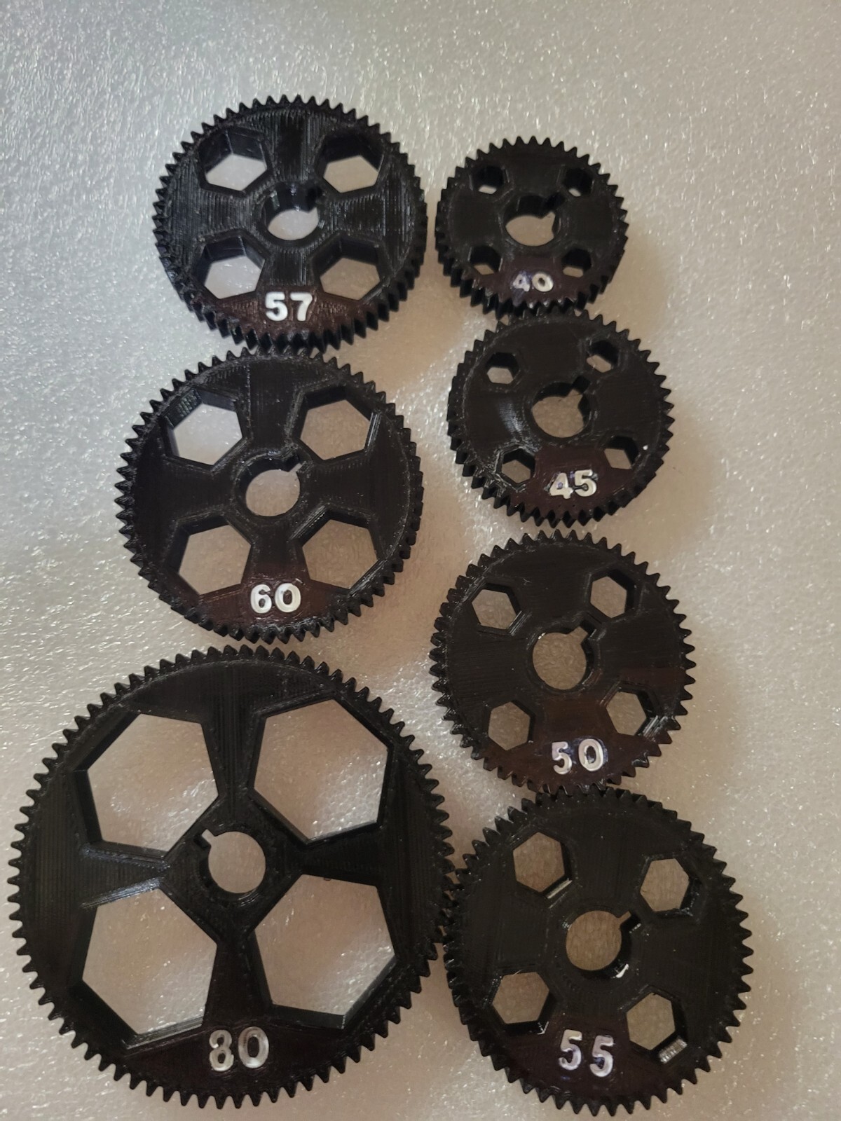 Set of 7 lathe change gears for Harbor Freight metal mini lathe.