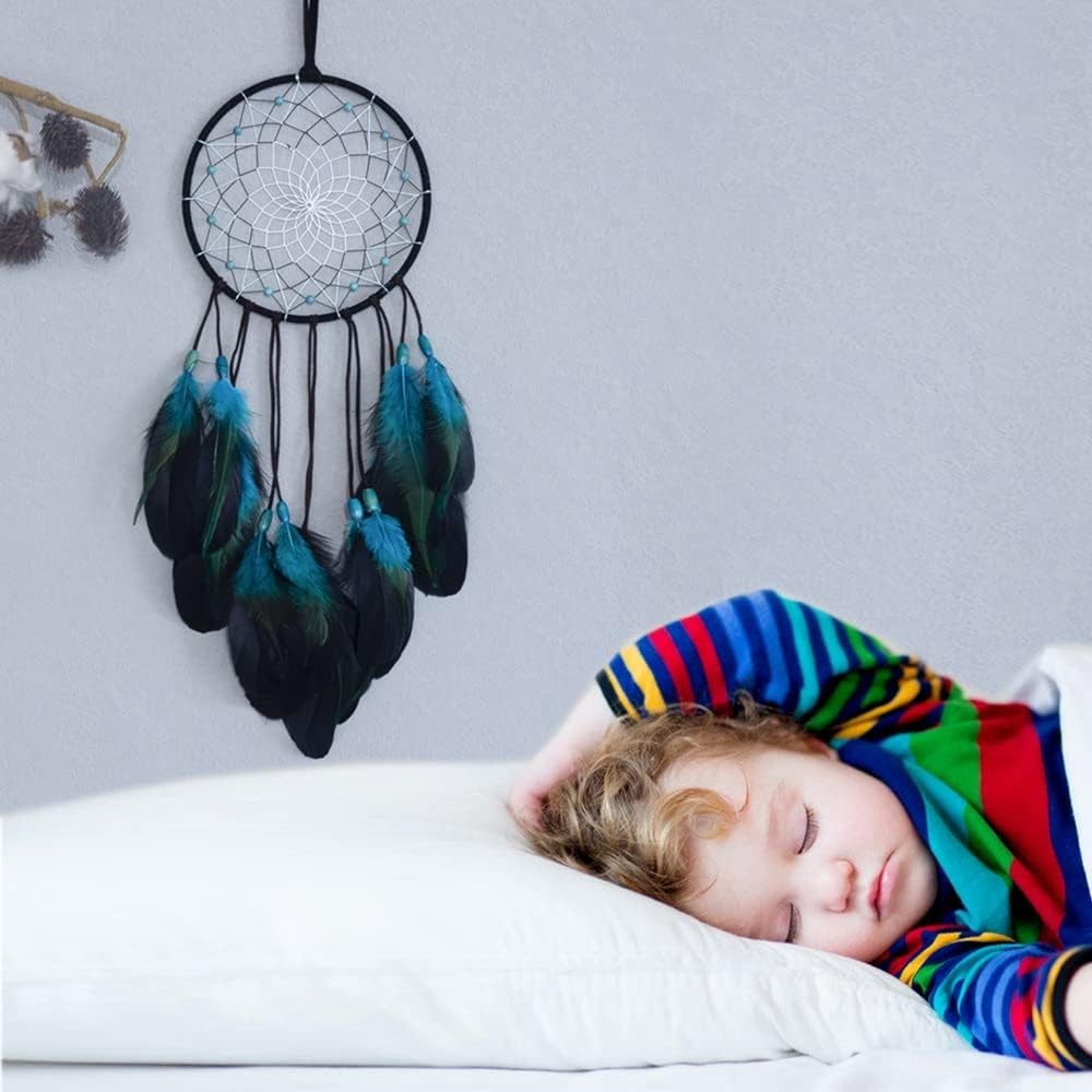 Blue Dream Catcher Handmade – Boho Wall Hanging Decor for Bedroom & Gifts