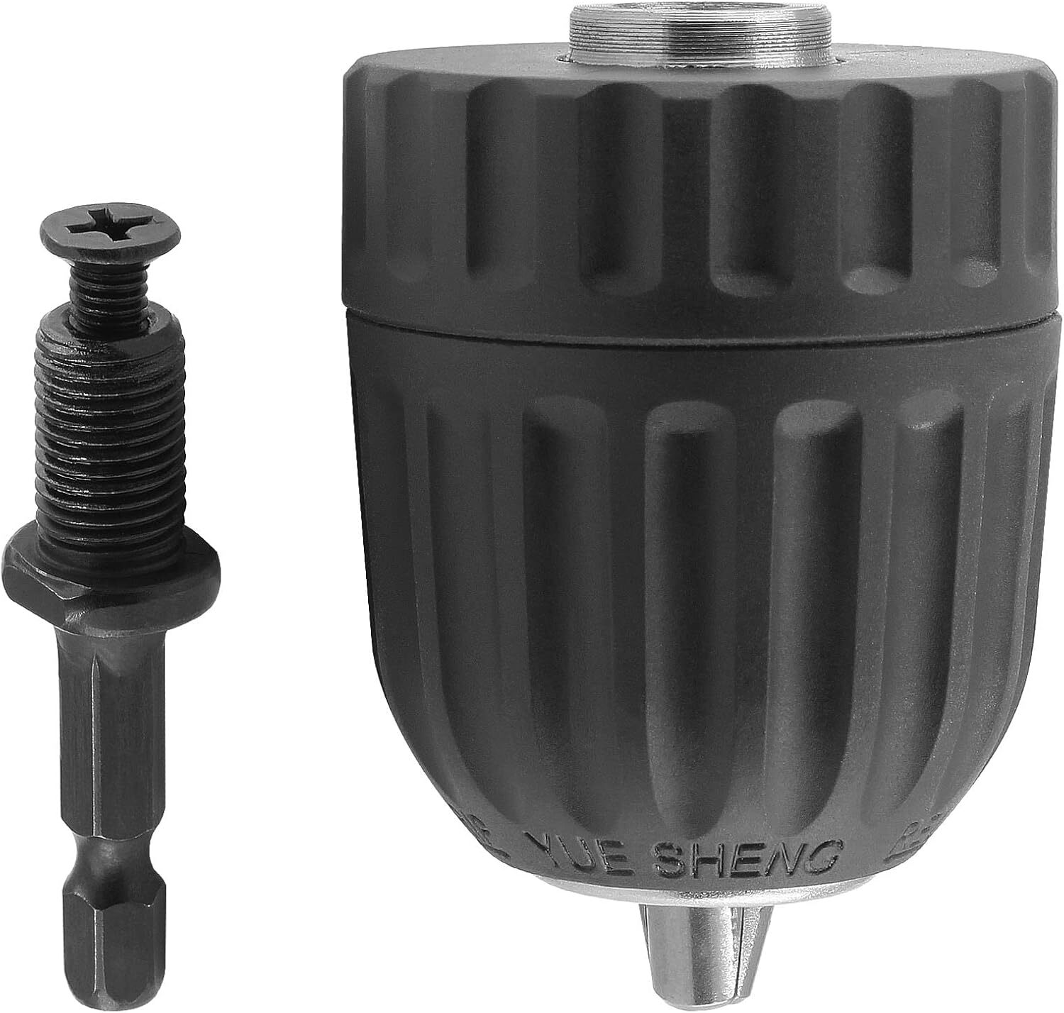 3/8" Keyless Drill Chuck Adapter with 1/4" Hex Shank for Impact Drivers