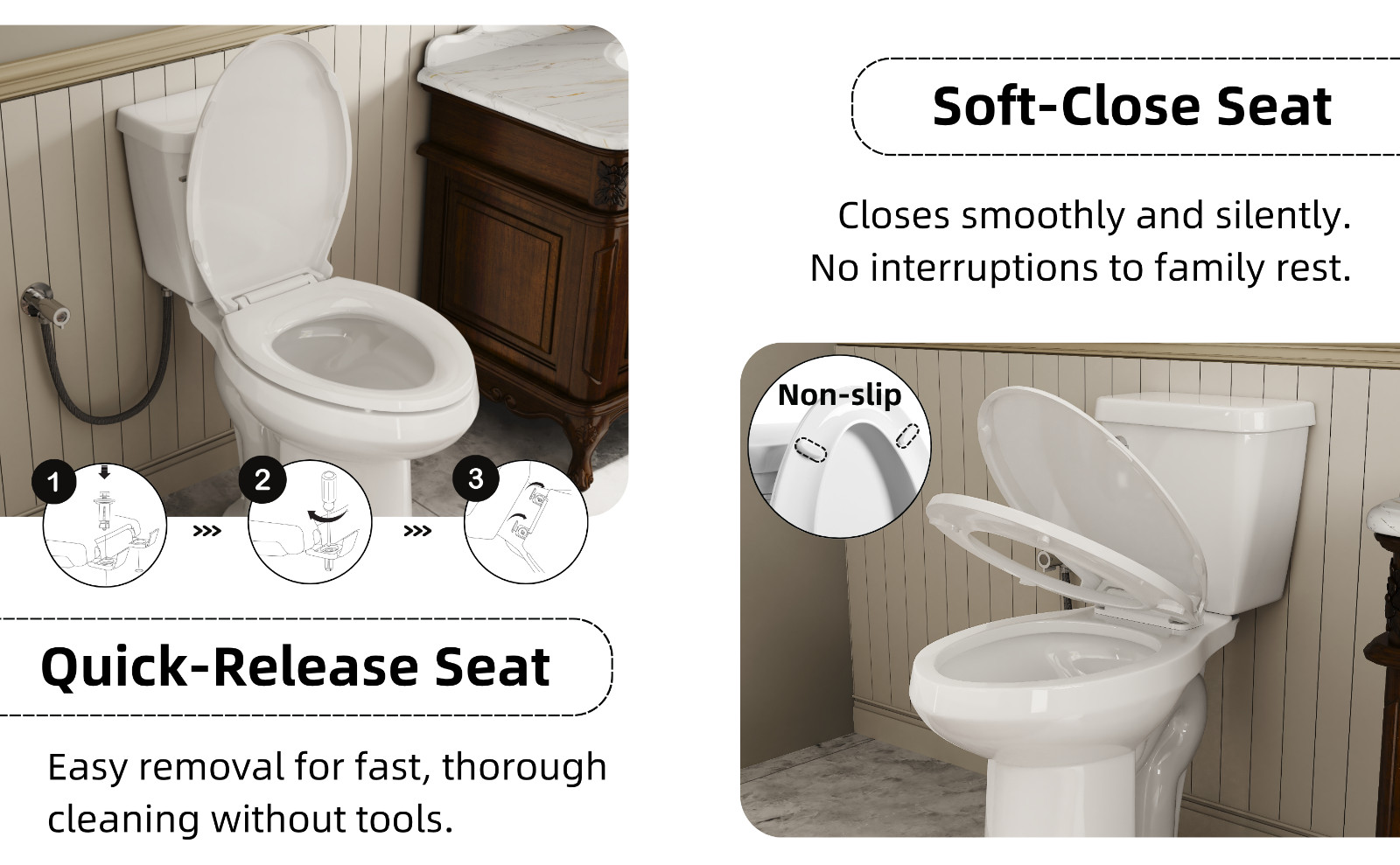 21" Extra Tall Toilet for Seniors, Elongated Bowl, 1.28 GPF, Soft-Close Seat