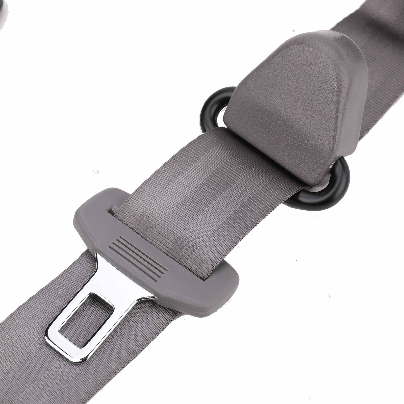 2 Retractable 3 Point Safety Gray Seat Belt Straps Vehicle Adjustable Belt Kit