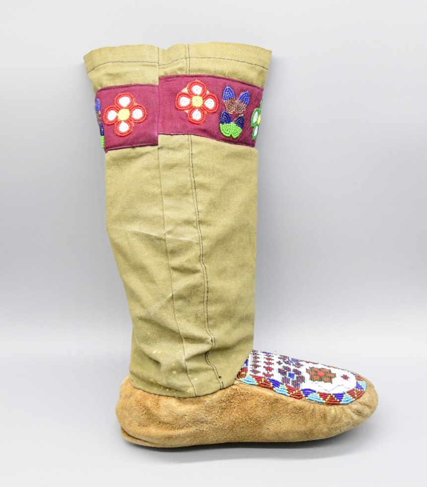 Cree Hightops Beautifully Beaded on Moosehide/ Canvis Tops