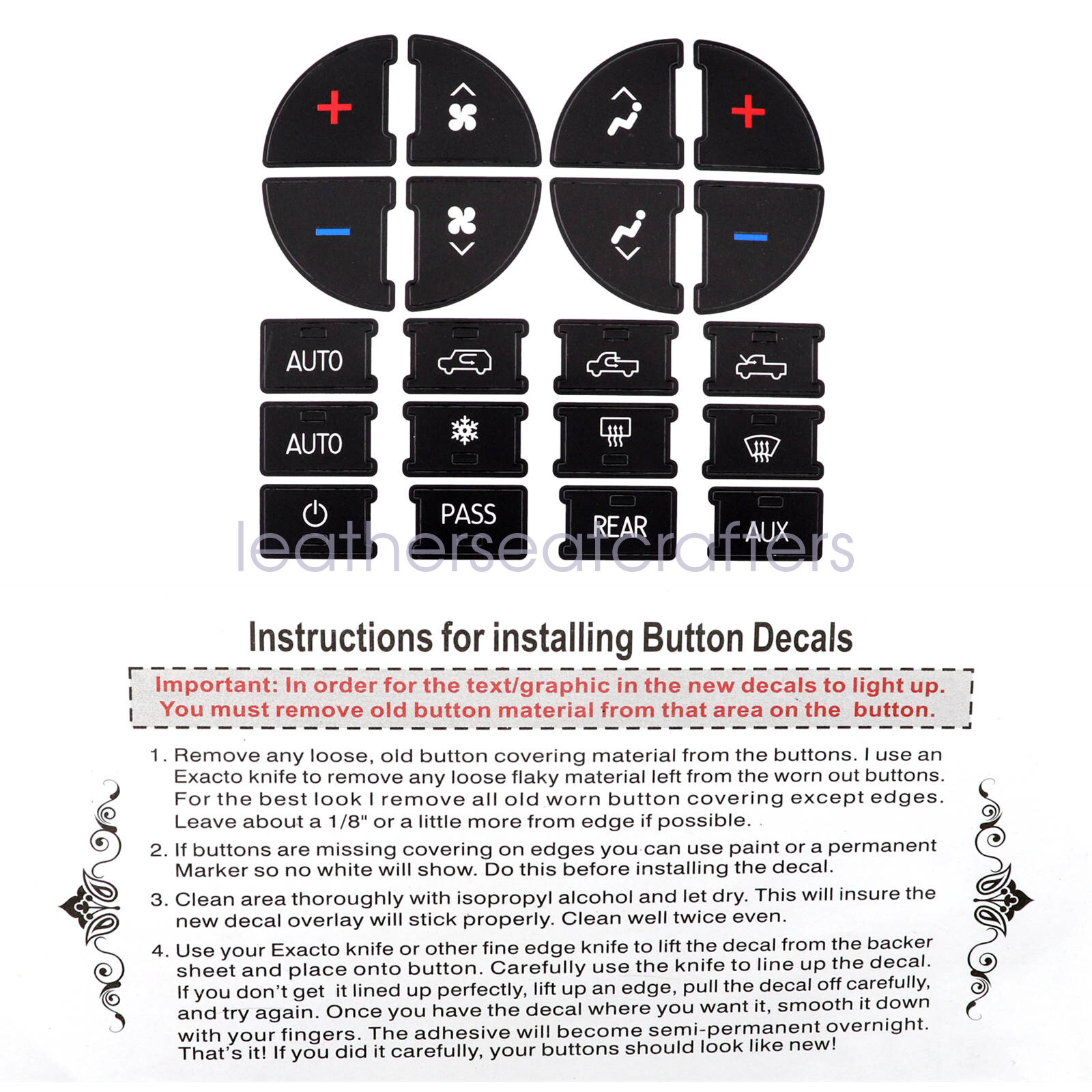 Vehicle Climate Control Button Stickers For 2007-2013 Chevy Avalanche Silverado