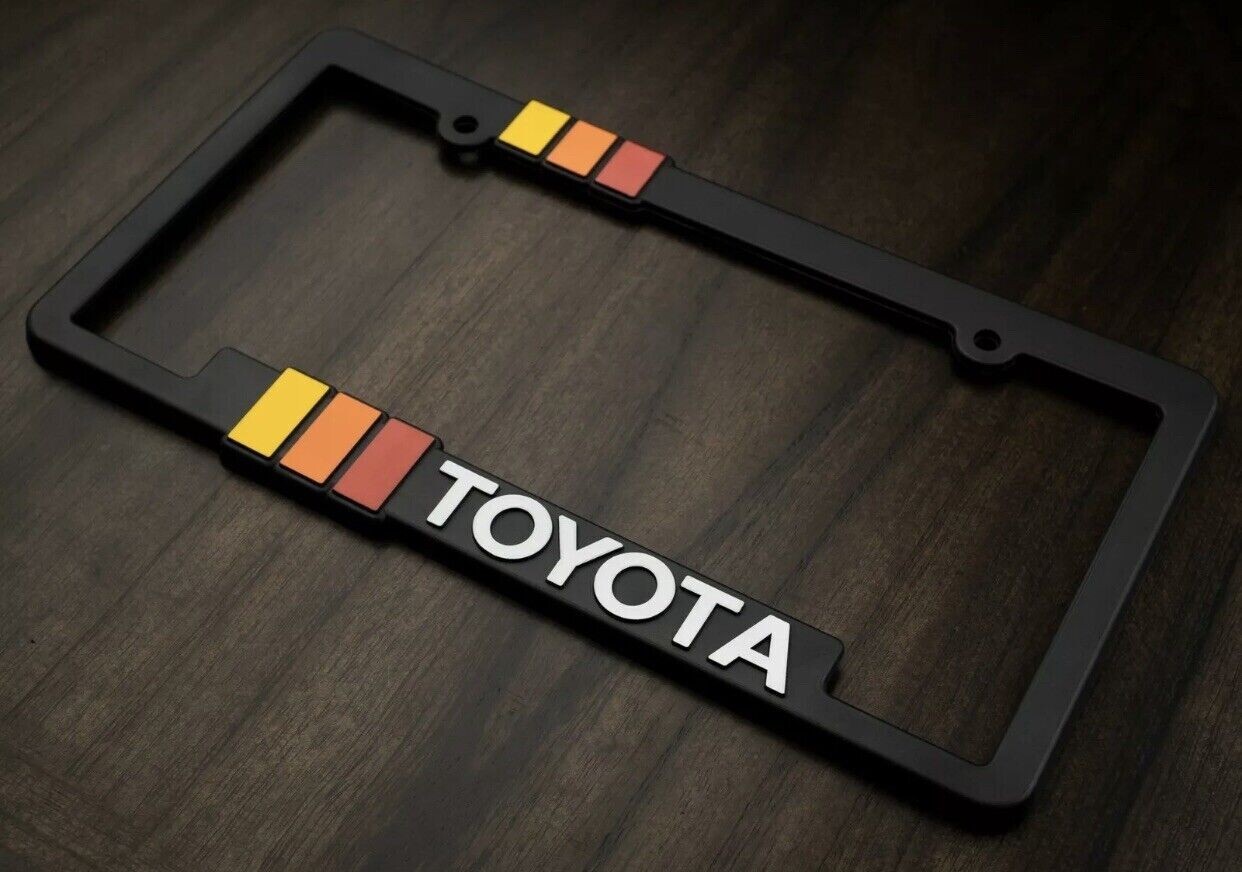 Toyota-Retro-Style-License-Plate-Frame-TRD-Offroad-Tacoma-FJ-Cruiser-4x4