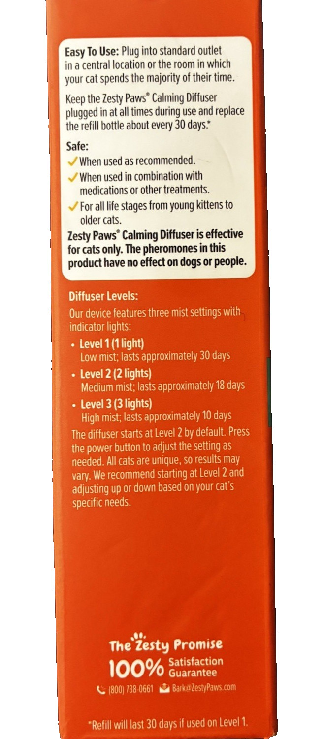 Zesty Paws Calming Diffuser for Cats – Orchid Mist Scent – 30 Day Plug-In