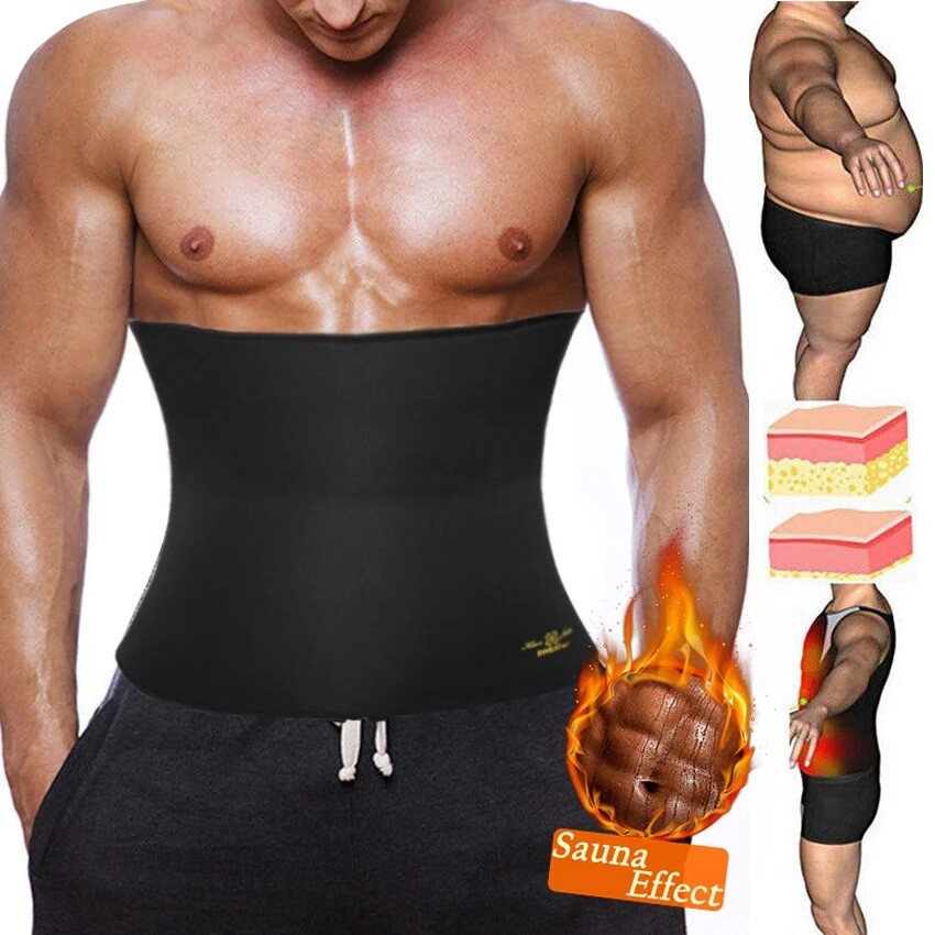 Men's Fat Burner Tummy Slim Body Shaper Neoprene Sauna Sweat Belts Waist Trainer