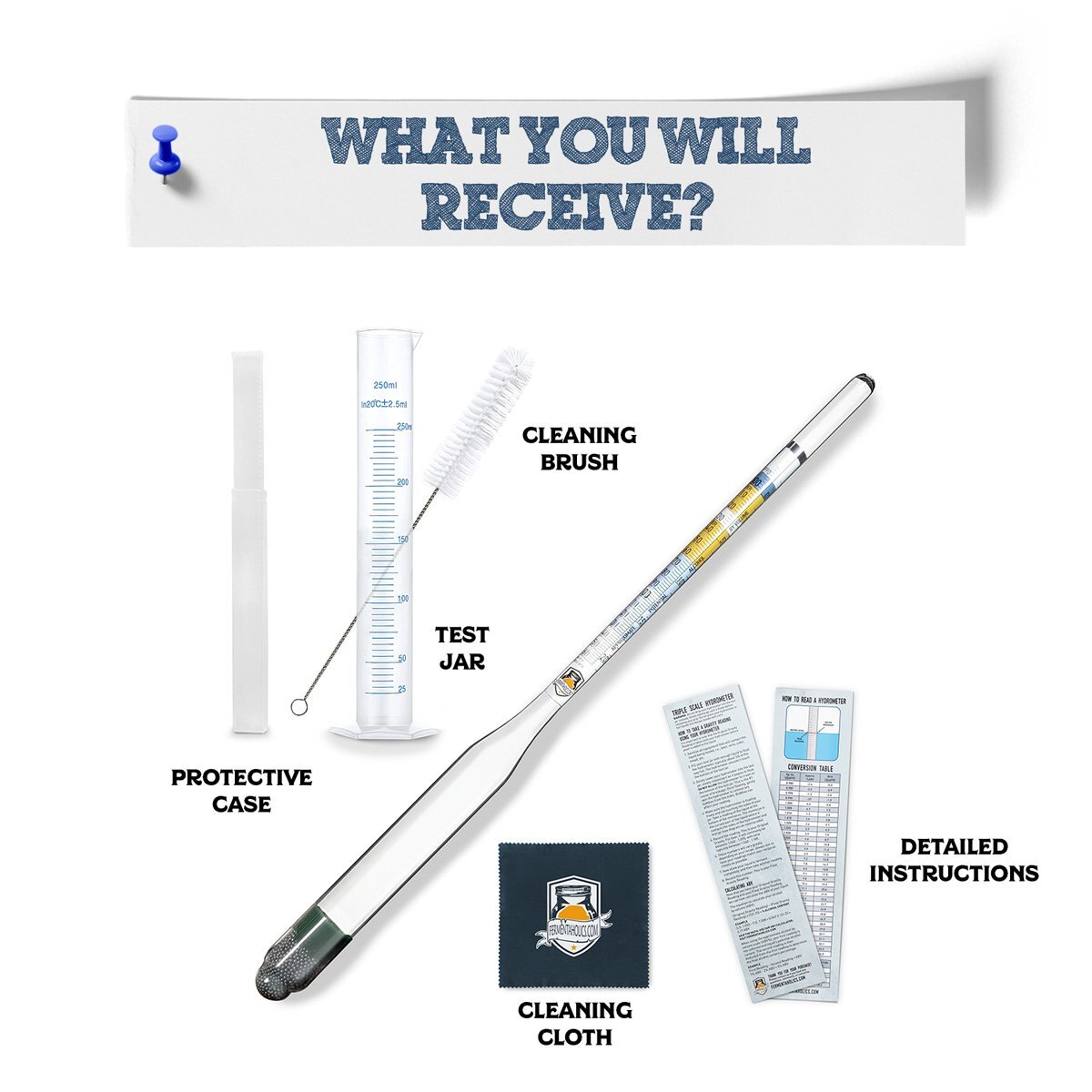 Fermentaholics Hydrometer Kit with Hydrometer, Plastic Test Jar Monitor ABV