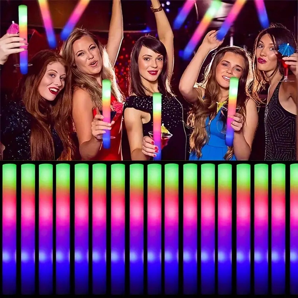 100 Pieces Luminous Foam Sticks LED Glow Foam Sticks Flashing Luminous Sticks