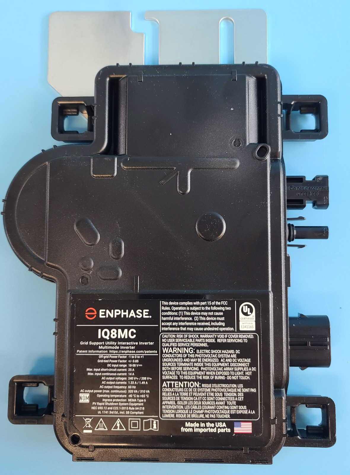 Enphase IQ8MC Microinverter (IQ8MC-72-M-US) MC4 Wire Connector w/mntg bracket