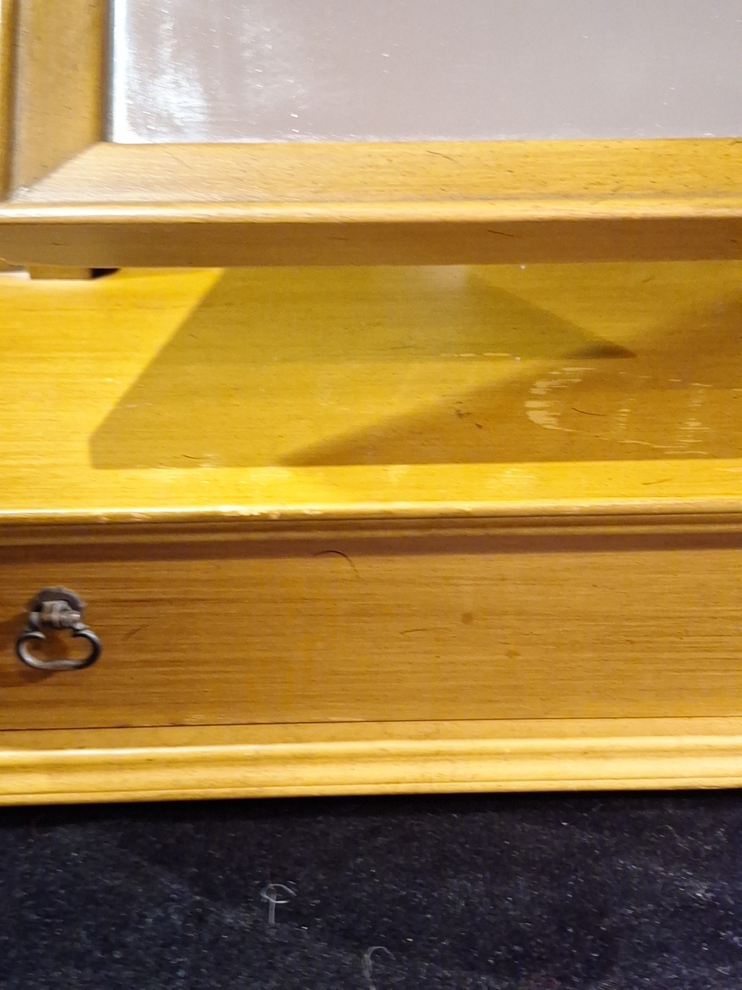 Antique Wood Tabletop Vanity Dressing Table Swivel Mirror with Storage Drawer