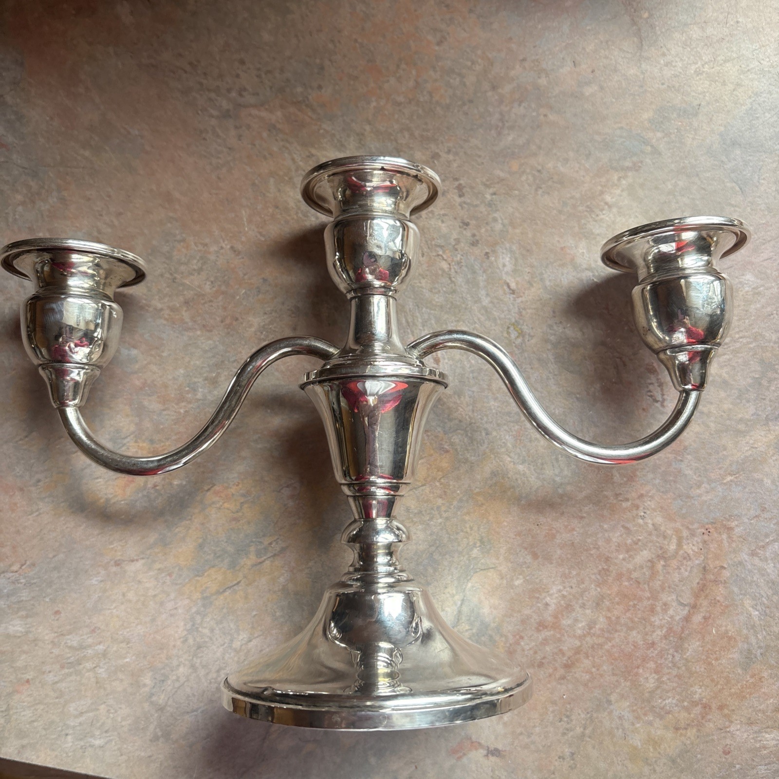 Mueck-Carey Sterling Candle Holder With 3 Arm Epergne Candelabra Insert.