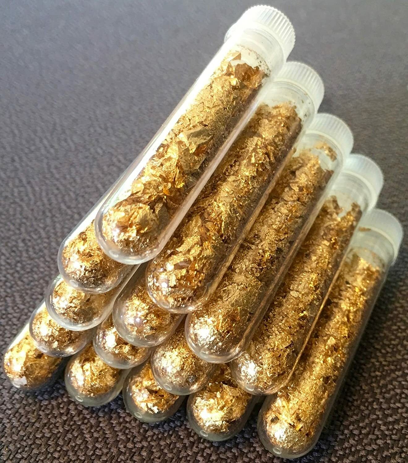 10  Large Gold Flake Bottles of Gold Leaf  ..3mil  !!