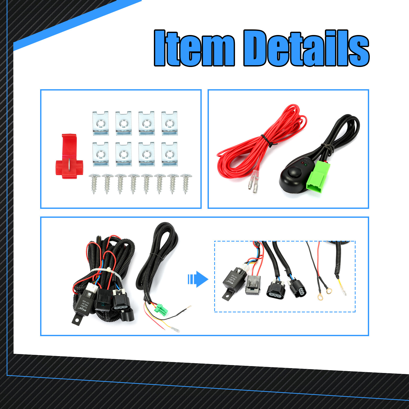 For 2014-2020 Chevy Impala Clear Lens LH+RH LED DRL Fog Light +Wiring+Switch Kit