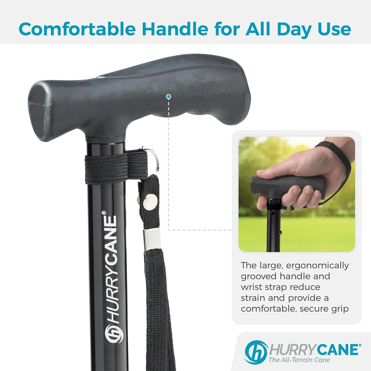 *BRAND NEW* HurryCane Freedom Edition Foldable Walking Cane with T Handle Black