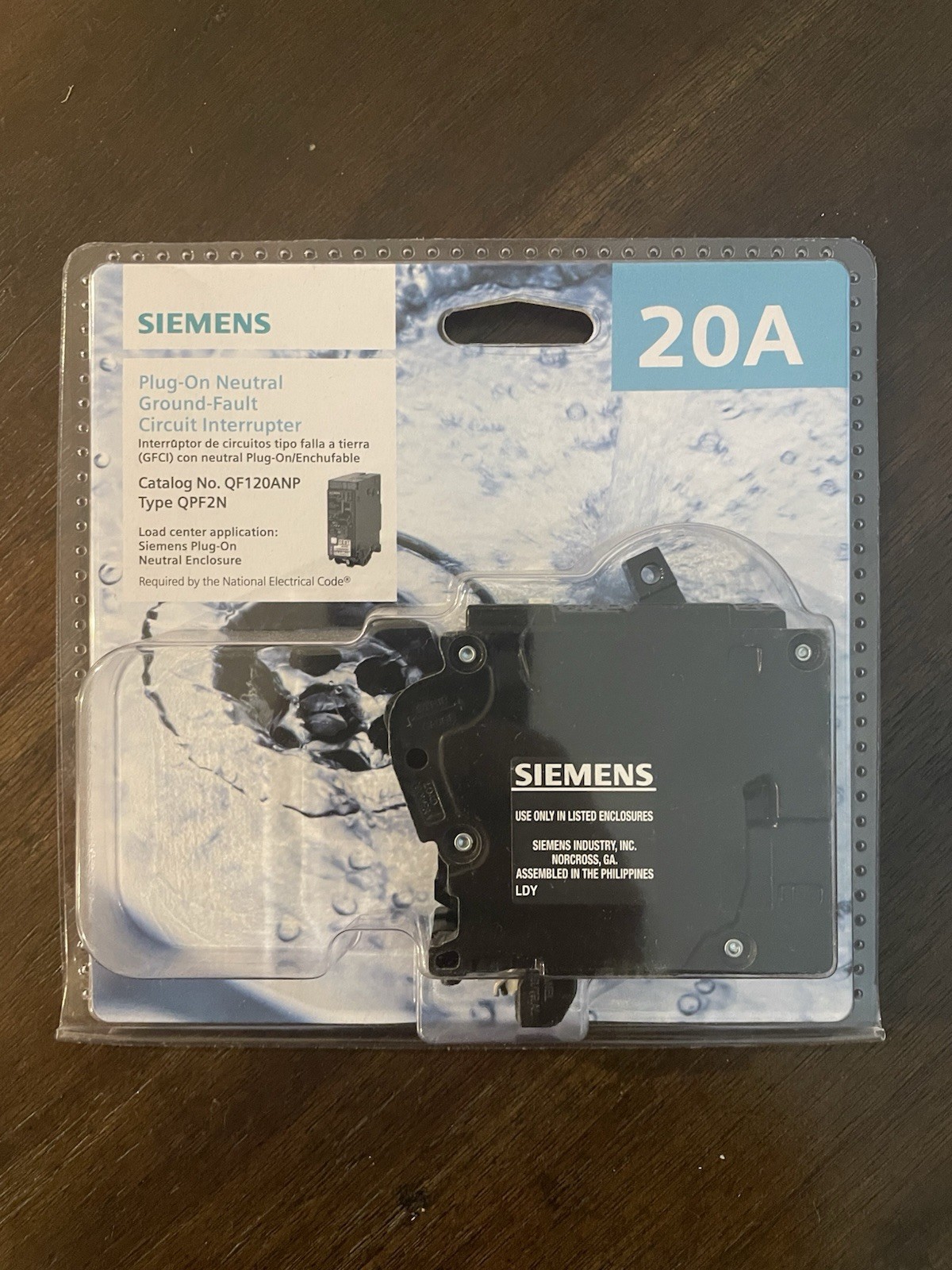 Siemens 20 Amp 20A Plug-On Neutral GFCI QF120ANP Type QPF2N Circuit Breaker