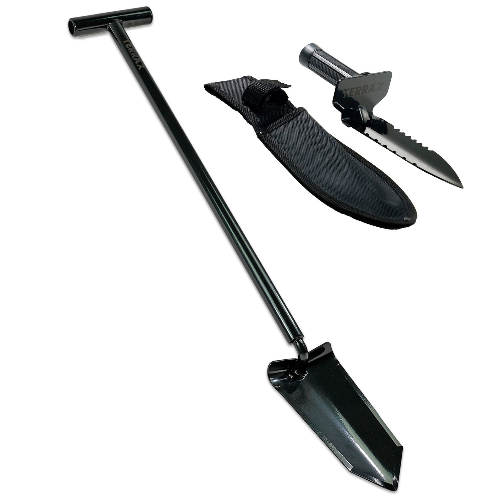 TerraX Master Digger – 36" Shovel & Serrated Hand Digger Set for Metal Detecting