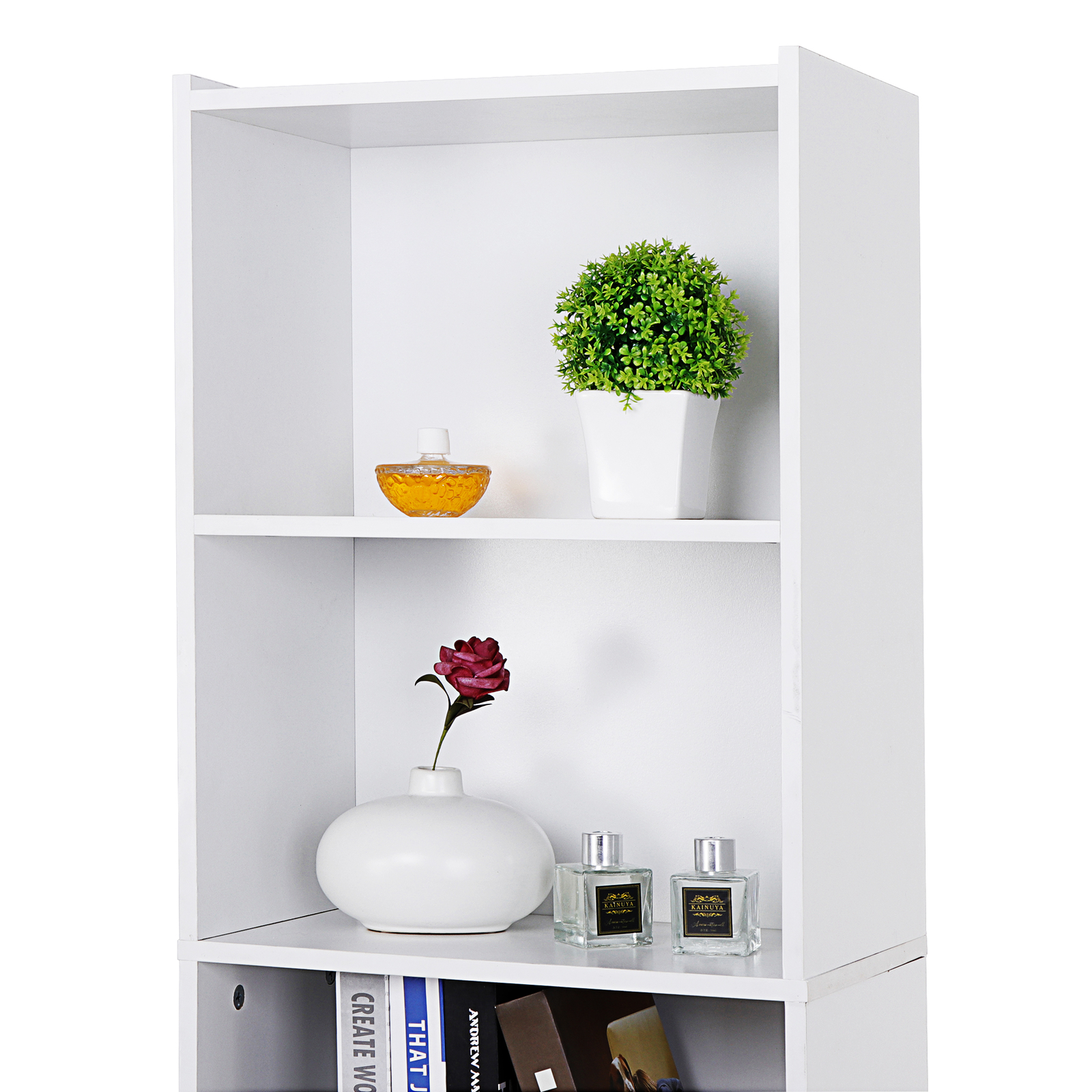 5 Shelves White Display Storage Cabinet Bookshelf for Home and Office