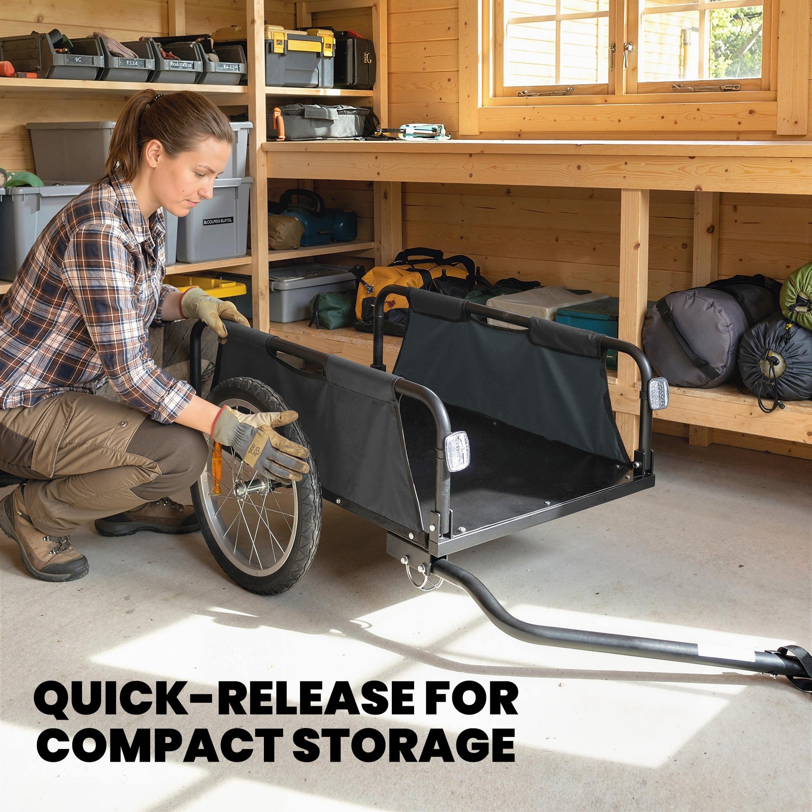 Soozier Bike Cargo Trailer with Quick Release 16" Wheels, Gray