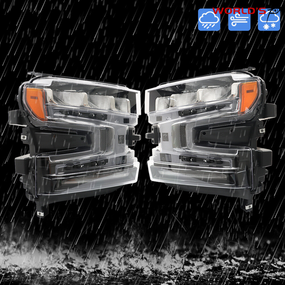 For 2019-2021 Chevy Silverado1500 LH&RH Headlights Assembly LED W/Halogen Signal