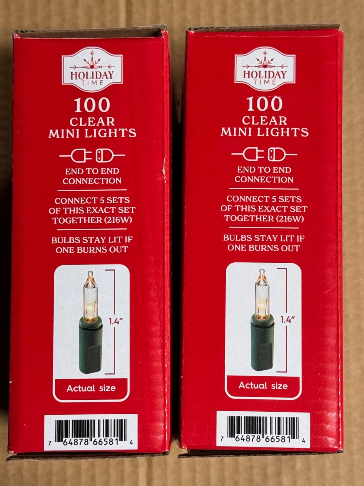 (2) NEW Holiday Time Clear 100 Mini Lights With Green Wire 21 Ft 200 TOTAL