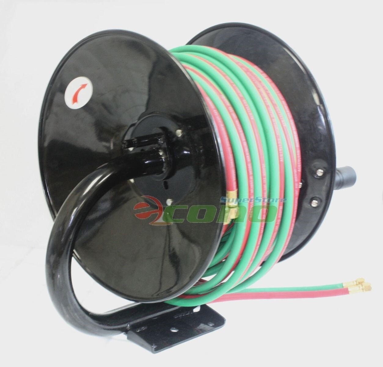 Manual 100ft Welding Hose Reel Mount w/Twin Oxy Acetylene 300psi 100' Weld Hoses