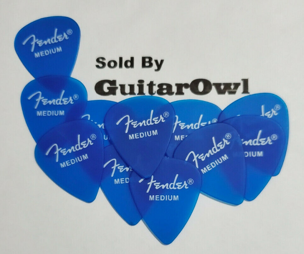 FENDER Medium GUITAR PICKS 351 SHAPE CALIFORNIA CLEAR BLUE 12 picks DISCONTINUED