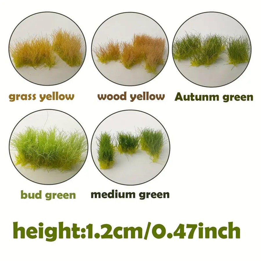 12mm High SATIC GRASS Bush Tufts HO train railway SCENICS MODEL TRAIN SCENERY